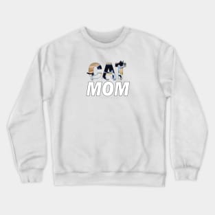 CAT MOM - black and white cat oil painting word art Crewneck Sweatshirt